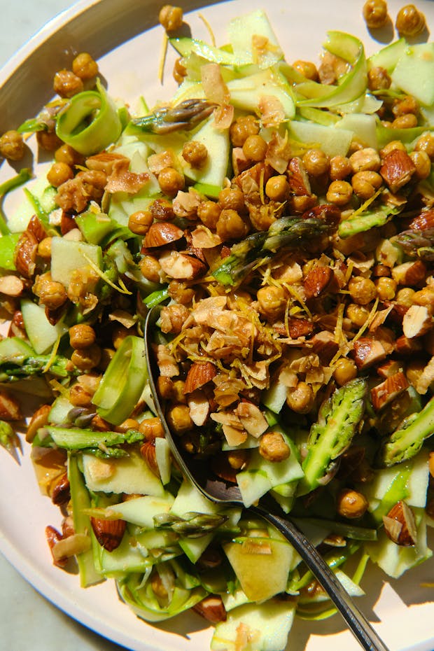 Asparagus Ribbon Salad on a Platter