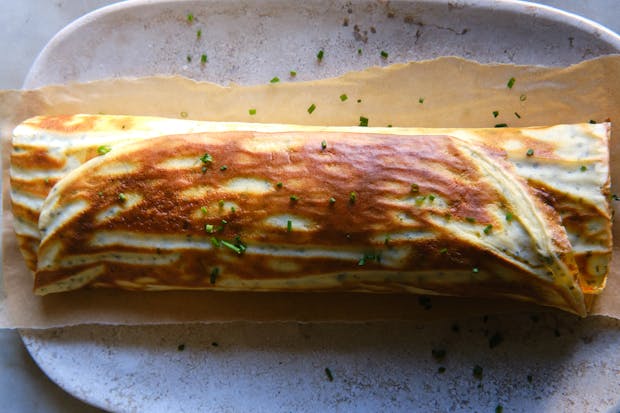 Cottage cheese wrap after rolling