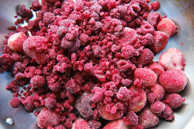 Frozen fruit for making easy skillet jam